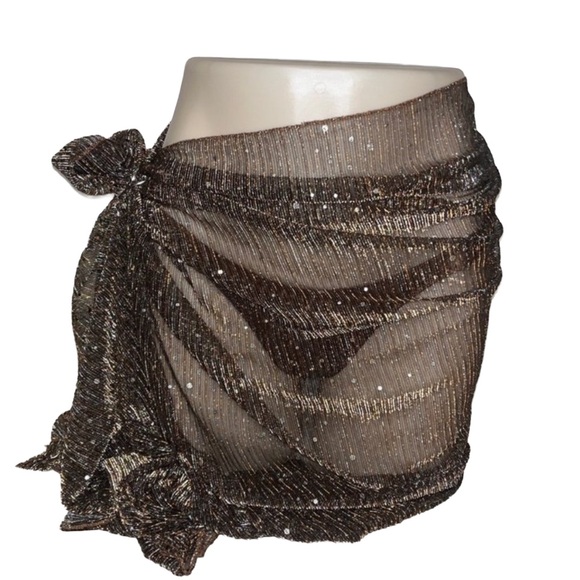 VS Shine Strap Brazilian Panty & Sequin Shawl, Scarf, or Sarong - Picture 11 of 12